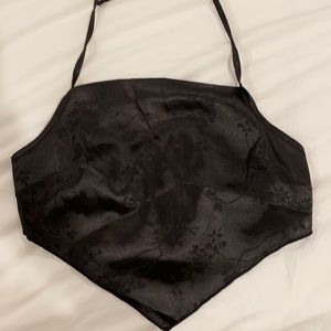 Open back satin top- black floral